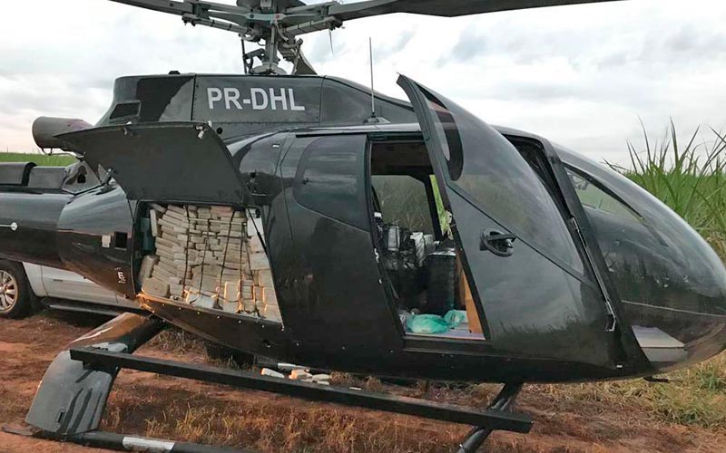 Helicóptero que transportava cocaína é apreendido em canavial em Presidente Prudente, interior paulista