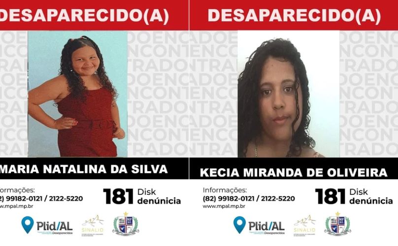 Martia Natalina e Kecia estão desaparecidas desde a madrugada de sábado para domingo