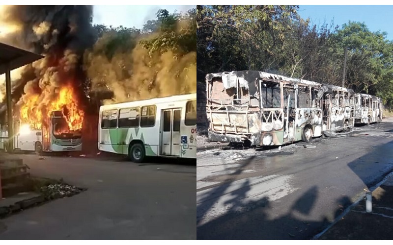 Ônibus e viaturas são incendiados após morte de traficante em Manaus